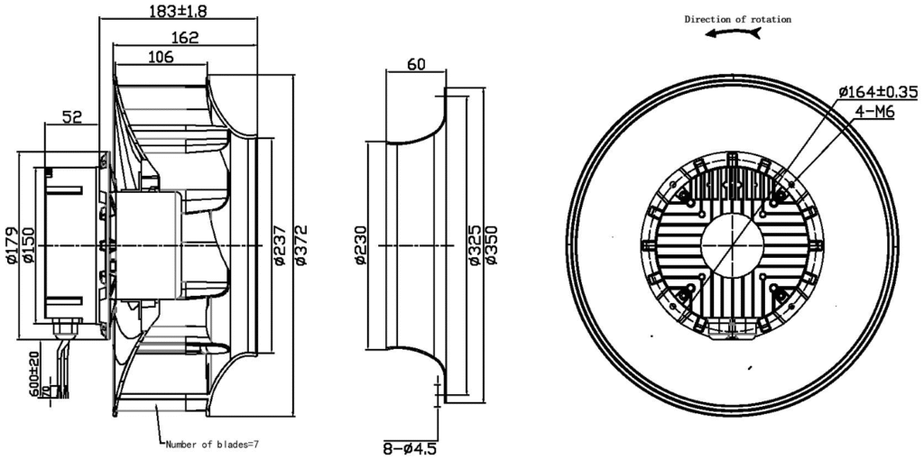 ECNITY 355mm EC backward curved centrifugal fans with plastic impeller ...
